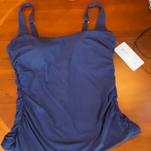 Athleta Square Neck Navy Tankini Top 38D/DD NWT